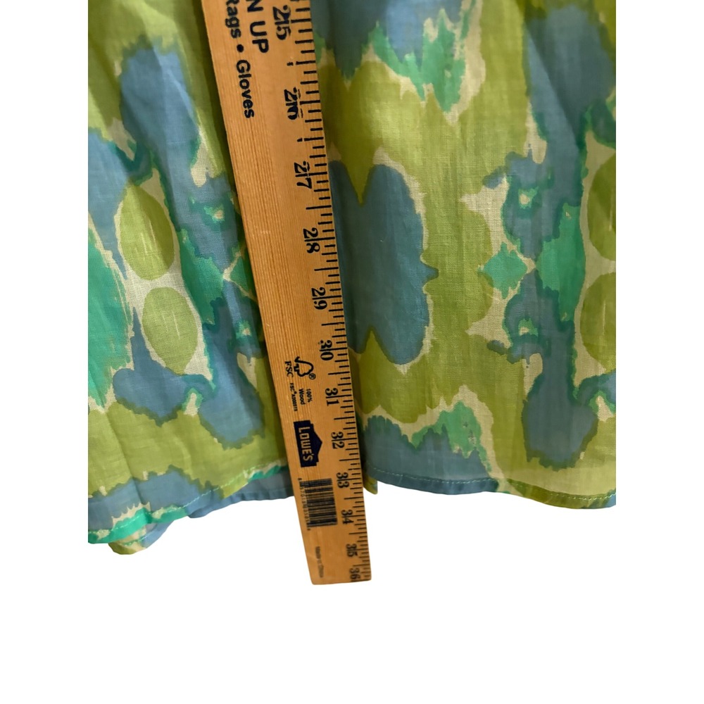 Rockflowerpaper Hillary Lime Beach Tunic‎ XL Blue Green Ikat Cotton Embroidered - Picture 3 of 9